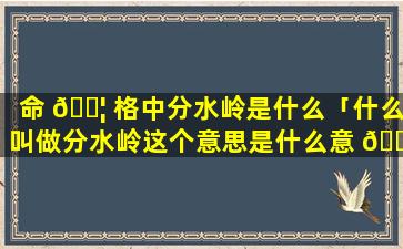 命 🐦 格中分水岭是什么「什么叫做分水岭这个意思是什么意 🌾 思」